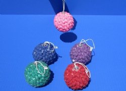 2-1/2 inches Shell Covered Christmas Ball Ornaments in Assorted Colors  - 5 @ $4.25 each