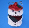 White Sea Urchin Snowman Ornament with a Red Hat and Scarf - 5 @ $3.15 each (Plus $8.50 First Class Mail)