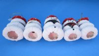 White Sea Urchin Snowman Ornament with a Red Hat and Scarf - 5 @ $3.15 each