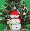 3-3/4 inches Sea Urchin Shell Snowman Ornaments holding a "Feed the Birds" Sign - Bag of 5 @ <font color=red>$4.24 </font>each