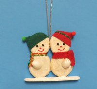 3 inches Pair of Sea Biscuit Snowmen Christmas Tree Ornaments <font color=red> Wholesale</font> - 40 @ $2.45 each  