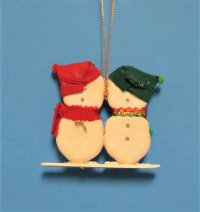 3 inches Pair of Sea Biscuit Snowmen Christmas Tree Ornaments <font color=red> Wholesale</font> - 40 @ $2.45 each  