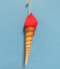 5 inches Turritella Shell Snowman Ornaments with Red Cap <font color=red> Wholesale </font> - 50 @ $1.95 each