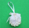 1-1/2 inches White Seashell Christmas Ornaments made with Cockle Shells and Decorated with White Lace, Ribbon and White Doves - Pack of 10 @ <font color=red> $2.56 </font>each 
