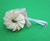 1-1/2 inches White Cockle Seashell Christmas Ornaments with White Lace - 10 @ $2.55 each 