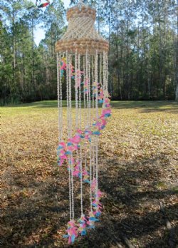 39 inches long Large Multi Colored Spiral Sea Shell Wind Chime for Sale - Packed 1 @ $21.99 each