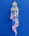 24 inches long Colorful Spiral Seashell Wind Chime with Blue, Pink and Yellow Cut Shells - $11.99 each