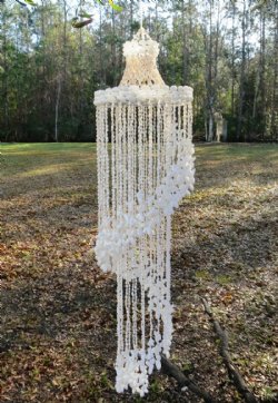 45 inches Large White Seashell Spiral Wind Chime, Chandelier 