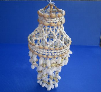 13 inches White Bubble Shells, and Ringtop Cowries Layered Seashell Wind Chimes <FONT COLOR=RED> Wholesale</font> - 12 @ $8.30 each