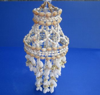 13 inches White Bubble Shells, and Ringtop Cowries Layered Seashell Wind Chimes <FONT COLOR=RED> Wholesale</font> - 12 @ $8.30 each