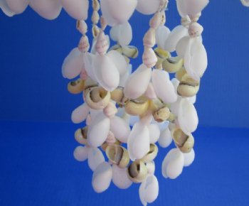 13 inches White Bubble Shells, and Ringtop Cowries Layered Seashell Wind Chimes <FONT COLOR=RED> Wholesale</font> - 12 @ $8.30 each