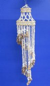 33 inches long Spiral White Nassarius Seashell Chandelier accented with Ringtop Cowries, White Bubble Shells and Brown Chulla Conch Shells - Pack of 1 @ $19.99 each