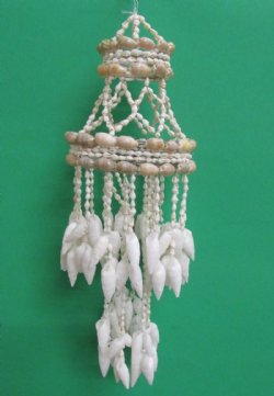24 inches White Seashell Chandelier, Wind Chime<font color=red> Wholesale</font> with Cerithiums, Cowrie Shells - 24 @ $7.50 each