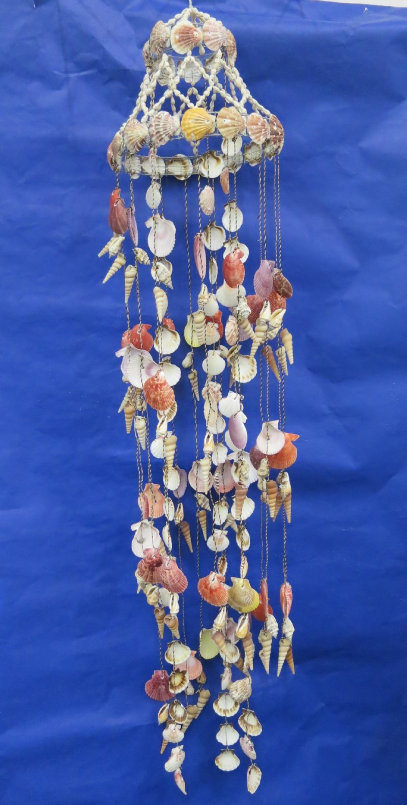 48 inches Large Seashell Wind chime with numerous strands of colorful