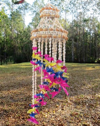 19 inches long Small Colorful Spiral Seashell Wind Chime with multi colored cut shells - 12.99 each