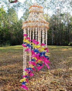 19 inches long Small Colorful Spiral Seashell Wind Chime with multi colored cut shells - 12.99 each