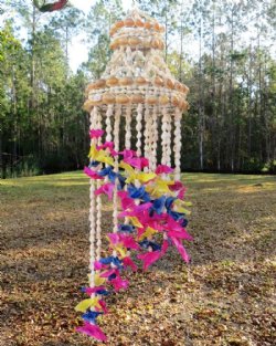 19 inches long Small Colorful Spiral Seashell Wind Chime in Bulk Case of 12 @ $7.50 each