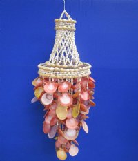 24 inches long Naturally Colorful Pecten Nobilis Shell Chandelier, Wind Chime for Sale<font color=red> Wholesale</font> - Case of 6 @ $18.00 each
