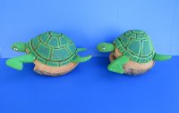 7 to 8 inches long Green Painted and Carved Coconut Turtle for Sale - Pack of 1 @ $6.99 each; Pack of 6 @ $5.20 each
