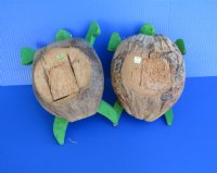 7 to 8 inches long Green Painted and Carved Coconut Turtle for Sale - Pack of 1 @ $6.99 each; Pack of 6 @ $5.20 each