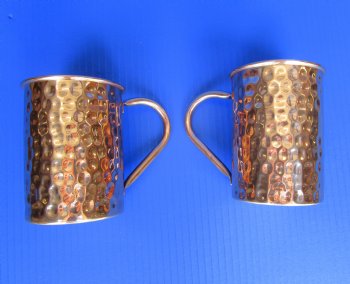 Moscow Mule Hammered Copper Mugs <font color=red> Wholesale</font> 4 by 3-1/4 inches - 10 @ $9.50 each