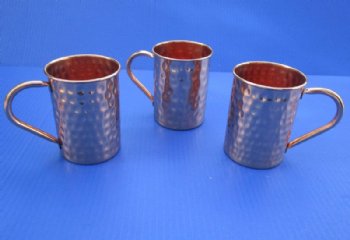 Moscow Mule Hammered Copper Mugs <font color=red> Wholesale</font> 4 by 3-1/4 inches - 10 @ $9.50 each