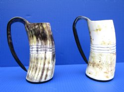 Engraved Viking Horn Beer Mug with 4 ruled lines, 6 inches tall (16 oz) - $34.99 each; 2 @ $31.70 each