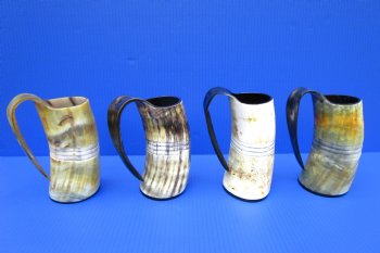 Engraved Viking Horn Beer Mug with 4 ruled lines, 6 inches tall (16 oz) - $34.99 each; 2 @ $31.70 each