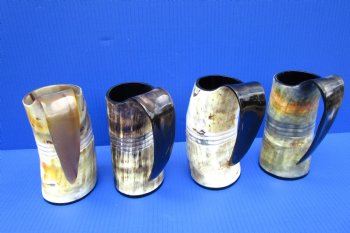 Engraved Viking Horn Beer Mug with 4 ruled lines, 6 inches tall (16 oz) - $34.99 each; 2 @ $31.70 each