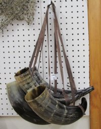 Extra Large Buffalo Blowing Viking War Horns with Leather Shoulder Strap 20 to 23 inches <font color=red>Wholesale</font> - 6 @ $22.50 each