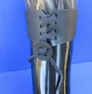Hanging Drinking Horn with Leather Horn Holster made out of cow horn 20 to 24 inches - $28.99 each; 2 @ $27.60 each