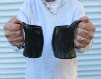 6 inches Polished Cow Horn Mugs <font color=red> Wholesale</font>, (16 ounces) - 5 @ $19.00 each; 12 @ $17.00 each