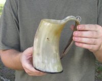 6 inches Polished Cow Horn Mugs <font color=red> Wholesale</font>, (16 ounces) - 5 @ $19.00 each; 12 @ $17.00 each