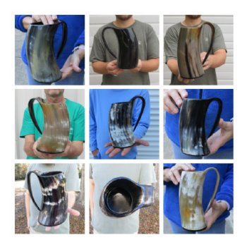 7 inches Horn Mugs, Horn Beer Mug, 20 ounces, - $34.60 each; 2 @ $32.40 each