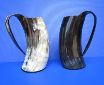 24 ounces Polished Horn Beer Mugs, Tankards <font color=red> Wholesale</font> 8 inches - 8 @ $25.20 each