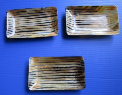 Rectangle Black Striped Buffalo Horn Trays <font color=red> Wholesale </font> 7 by 4 by 1 inch  - 12 @ $7.65 each