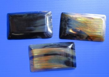 Rectangle Black Striped Buffalo Horn Trays <font color=red> Wholesale </font> 7 by 4 by 1 inch  - 12 @ $7.65 each