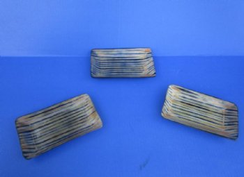 Rectangle Black Striped Buffalo Horn Trays <font color=red> Wholesale </font> 7 by 4 by 1 inch  - 12 @ $7.65 each