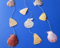 22 inches Coconut Ring with Colorful Pecten Nobilis Seashell Wind Chimes - 5 @ $2.80 each