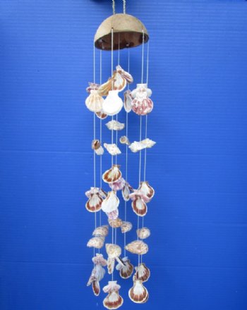 21 inches Coconut Top with Assorted Seashells Wind Chimes - 6 @ $3.95 each