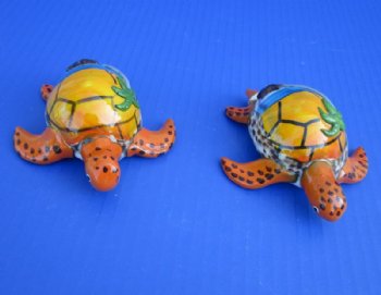  Orange, Blue and Gold Painted Tiger Cowry Turtle Novelty with Palm Trees and Starfish - <font color=red> Wholesale</font> - 50 @ $2 each