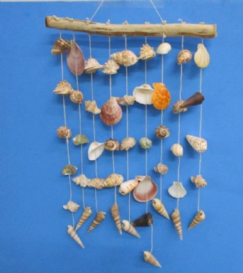15 inches Hanging Driftwood with Seashells Wall Decor, Shell Windchime <font color=red>Wholesale</font> - 25 @ $4.95 each