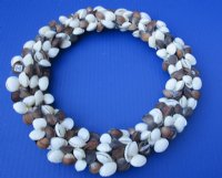 10 to 11 inches Brown and White Cockle Shell Wreath  - $10.50 each