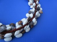 10 to 11 inches Brown and White Cockle Shell Wreath  - $10.50 each