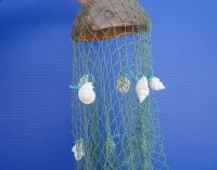 17 inches Coconut with Blue Fish Net and Assorted Shells Wind Chime <font color=red> Wholesale</font> - 30 @ $3.15 each