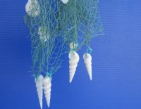 17 inches Coconut with Blue Fish Net and Assorted Shells Wind Chime <font color=red> Wholesale</font> - 30 @ $3.15 each
