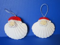 4 inches Great Scallop Shell with Santa Face Seashell Christmas Ornaments - 10 @ $2.40 each