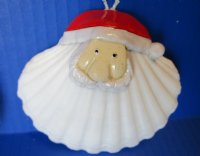 4 inches Great Scallop Shell with Santa Face Seashell Christmas Ornaments - 10 @ $2.40 each