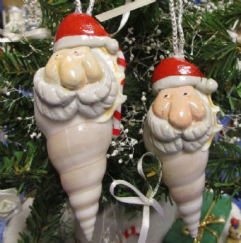 Tibia Shell Santa Ornaments <font color=red> Wholesale</font> 3-1/2 to 4-1/2 inches - 60 @ $1.60 each