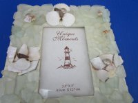 Sea Glass Picture Frame with Seashells <font color=red> Wholesale</font>  for 3-1/2 by 5 inches Photos - 15 @ $6.25 each